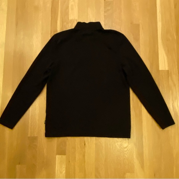 Boss Hugo Boss Mens 1/4 Zip Pullover / Black Ribbed Cotton Sweatshirt  / Size L - Picture 7 of 9